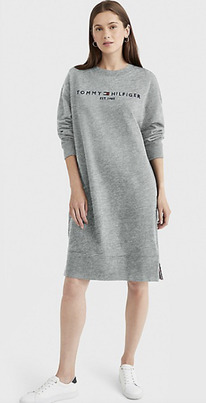 TH HILFIGER LOGO SWEATER DRESS Grey Heather