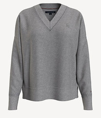 TH V-NECK MONOGRAM SWEATER  Light Grey Heather Bc16