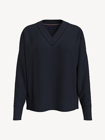 TH V-NECK MONOGRAM SWEATER  Desert Sky