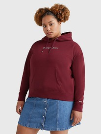 TH CURVE LINEAR LOGO HOODIE Deep Rouge