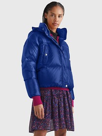 TH HIGH-SHINE HOODED PUFFER JACKET Bold Blue