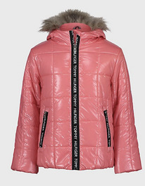 TH BIG KIDS HIGH SHINE FUR-LINED PUFFER Strawberry Pink