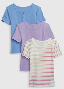 GAP Kids Rib T-Shirt (3-Pack) Blue Multi