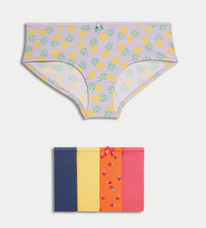 marksandspencer 5pk Cotton Lycra Printed Low Rise Shorts Yellow Mix