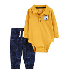 Carters Baby 2-Piece Polo Bodysuit & Pants Set Yellow/Navy