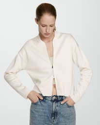 Mangooutlet Crdigan punto cremallera Crudo