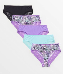 Tuclothing Animal Comfort Lace Brazilian Knickers 5 Pack