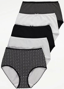 ASDA Tile Print Picot Trim Full Briefs 5 Pack