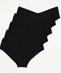 ASDA Black V Waist Hipster Knickers 5 Pack