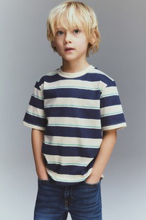 hm T-Shirt mit Print Hellgelb/Gestreift