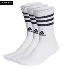 Sportsdirect Cushioned 3 Stripe Crew Sock  3 Pack White/Black 