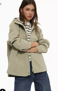 Lefties Short rubberised parka Pale Green