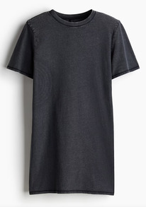 �� Shoulder-pad T-shirt dress Black