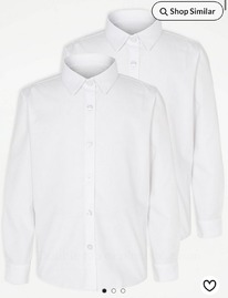 Asda Girls White Long Sleeve Non Iron School Shirts 2 Pack 