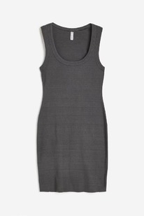 �� Ribbed bodycon dress Dark grey