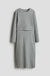  2-piece ribbed top and skirt set Grey