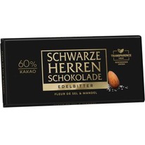 worldofsweets Schwarze Herren Schokolade Edelbitter Fleur de Sel & Mandel 100g