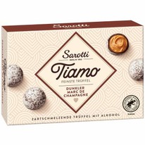 worldofsweets Sarotti Tiamo Feinste Trüffel Dunkler Marc de Champagne 125g