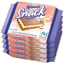 worldofsweets Manner Snack Minis Milch Haselnuss Schnitten 5x25g