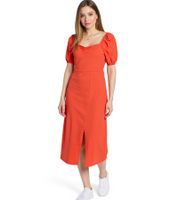 outlet46 AJC Damen Midi-Kleid leichtes Baumwoll-Kleid mit Puffrmeln Sommer