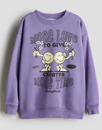 HM OVERSIZED PRINT-MOTIF SWEATSHIRT Purple/SmileyWorld