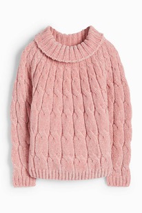  Chenille-Pullover - Zopfmuster