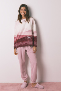 womensecret Langer Fleece aus langer Pyjama