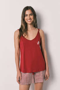 womensecret Kurzer Baumwoll-Pyjama mit Trägern Snoopy