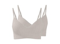 lidl Damen Gerippte Bustiers, 2 Stck Grau