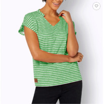 christmann  Collection L Print-Shirt m.Raffung, apfel-ecru-geringelt
